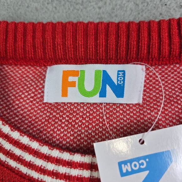 Funny Plush Snowman Christmas Sweater Men's XL Red Jingle Balls Carrot Crew New - Picture 7 of 12